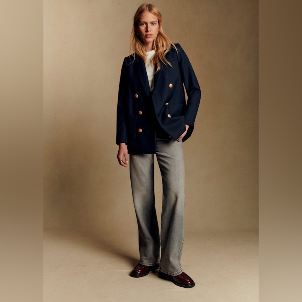 Sézane Michelle Jacket in Navy | FR 34 | US 2 - Picture 4 of 16